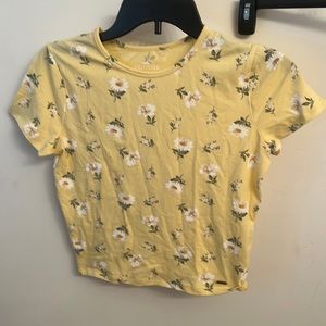Yellow floral crop baby tee